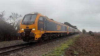 GBRf 66301, 66721, 99001 and 99002 work power tests on the Felixstowe branch
