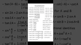 all trigonometry formulas / important mathematics formula / class 12th math formula || #mathematics