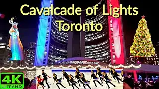 【4K】CAVALCADE OF LIGHTS TORONTO | NATHAN PHILLIPS SQUARE | DOWNTOWN TORONTO CANADA [4k UHD]