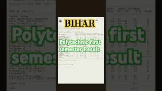 BIHAR POLYTECHNIC FIRST SEMESTER RESULT || #first #semester #my_first_Semester_Result #sbte_exam