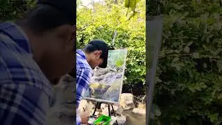 outdoor watercolour painting on paper at beautiful waterfall in west bengal state #art