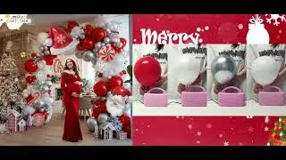 christmas balloon arch red white silver balloons xmas balloon garland#usa #usparty  #christmas