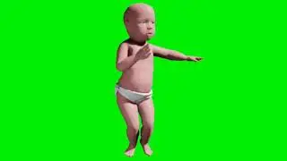 baby dancing in green screen in video