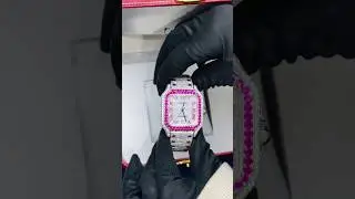 🔥 Cartier Iced-Out Watch with Pink Diamond Bezel | Custom Luxury Timepiece | Swan Diamond 💎🌸