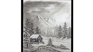 How to draw landscape in the snow season
