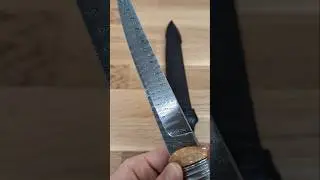 Damascus Swedish Bowie with Firestarter Walrus Ivory Artifact by Roger Bergh