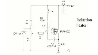 Induction heater on one transistor IRF540Z