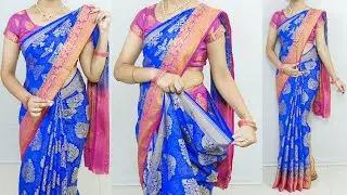 Trending Silk saree Wearing For Functions |Perfect & Easy way to saree drape |how to drape a saree