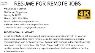 How To Write Resume for Remote Jobs Application with Sample and Template | Writing Tutorials