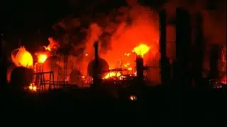 Texas chemical plant fire burns through the night