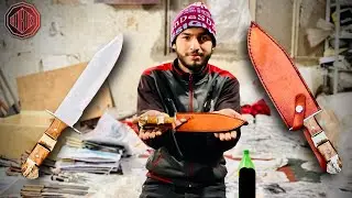 AMAZING PROCESS OF MAKING | STAG & WOOD HANDLE BOWIE KNIFE WITH | LEATHER SCABBARD