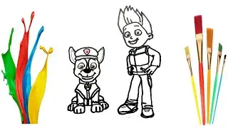 Drawing and Coloring Ryder and chase from Paw Patrol 🐶👮🐾🎀🌈 Drawings for Kids #howto