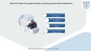 Blain GV Valves for goods elevators, parking systems and dumbwaiters