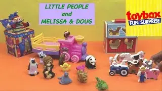 Toy Box Fun Surprise Unwraps - Little People Zoo Animal Friends & Musical Zoo Train and Sorting Barn