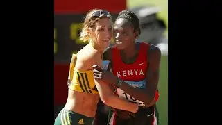 Kerryn McCann &, Hellen Cherono Koskei Kenya  - 2006 Commonwealth Games Womens Marathon with photos.