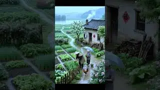 Old Women Working in a Village Garden | Calm Rain Ambience | Scenic Heritage