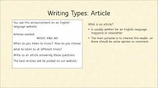 Cambridge First B2: How to write a great article