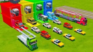 ALL POLICE CARS, FIRE AND RESCUE VEHICLES, MINIBUS TRANSPORT TO GARAGE WITH MAN TRUCKS - FS22