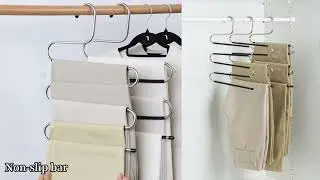 Anchor 5 Pack Non-Slip Space Saving Multilayer Hangers for Pants Trousers