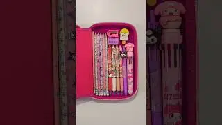 Cute kuromi pencil case with fancy stationery items #pencilbox #stationery #kuromi #backtoschool