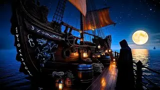 The Aeloria Voyager 🌙⛵ Elven Ship Fantasy Ambience, Magical Ocean Sailing & Relaxing Waves