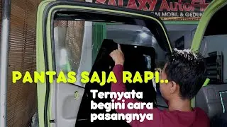 Pemasangan kaca film PINTU truk HINO 130 MD