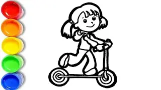 Scooter Drawing, Painting, Coloring for Kids & Toddlers | How to Draw, Paint Basics