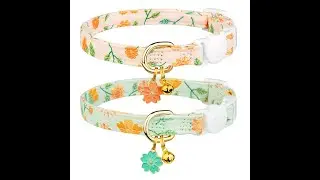 2 Pack Cotton Breakaway Cat Collars With Bell, Floral Adjustable Collars