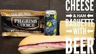 Багет с выдержанным сыром чеддер и ветчиной Pilgrims Choice, а также пиво Howling Hops Single Hop...