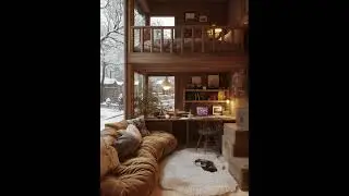 Snowy Day Comfort: A Cozy Loft Workspace