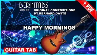 🎸Happy Mornings (capo 5) -  A lovely melody with very simple chords - Guitar tab + pdf