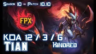 FPX Tian KINDRED vs GRAVES Jungle - Patch 10.10 KR Ranked