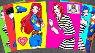 [👑paper diy👑] Police Girl Huntrix Mira Catching Prisoner Saja Boys 🚓 KPop Demon Hunters Sticker Book