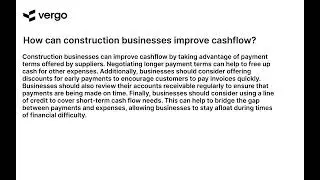 Improving Cashflow for Construction Businesses