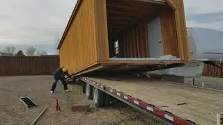 Loading a shed with a winch.