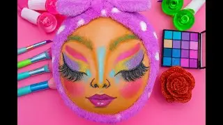 ASMR Makeup on Watermelon 🍉 | No Talking, Soft Brush Sounds, Glitter Eyeshadow, Sleep Aid