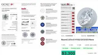 2.07CT lab grown diamond certificate&rsquo;s by Gcal USA the best from any Lab lifetime guarantee 100%