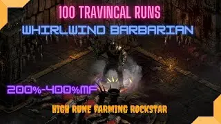 D2R Whirlwind Barbarian| 100 Travincal Runs Loot Highlights | High Rune Farming | SUR Rune Found