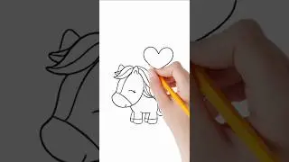 How to Draw Cute Horse with Heart | Easy Drawing | Fun Tutorial #horsedrawing #viralshorts #cute