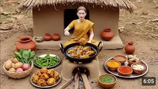 Miniature Doll Makes Crispy Pakoras & Milk Tea ASMR | Indian Village Tiny Kitchen Story :