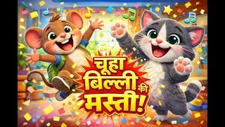 चूहा और बिल्ली की मस्ती | Fun Kids Cartoon Song | Hindi Kids Cartoon Song