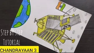 How to draw ISRO Chandrayaan 3 Vikram Lander and Rover / Chandrayaan 3 Drawing easy