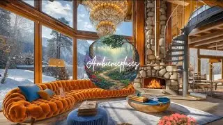 Cozy living room with a view and fireplace. #ambience #cozy 