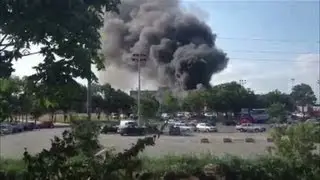 Black smoke fills sky after Bulgaria bus bombing