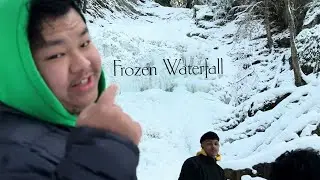  We saw a frozen waterfall -11 really cold weather. ￼