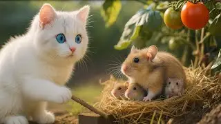 Adorable First Meeting Between Kitten and Hamster #cutecat #cat #kitten