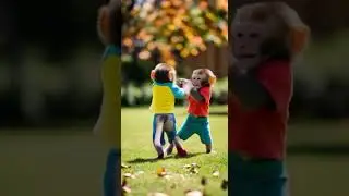 Baby Monkeys on a Joyful Sprint! BabyMonkeys #MonkeyPlaytime #RunningMonkeys #JoyfulMonkeys