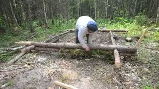 Cabin Build Ep. 4: Cabin Base Rebuild, Cooking in the Wild, & Chinking the Logs!
