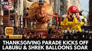 Macy&rsquo;s Thanksgiving Parade 2025 &mdash; Shrek, Pac‑Man & Labubu Balloons Debut Despite Wind | 4K | N18G