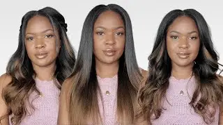 UPGRADED V- PART AFFORDABLE EASICONTOUR OMBRE CHESTNUT BROWN YAKI WIG + MULTI STYLES FT. KLAIYI HAIR